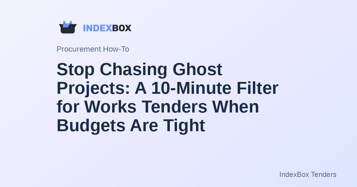 Stop Chasing Ghost Projects: A 10-Minute Filter for Works Tenders When Budgets Are Tight