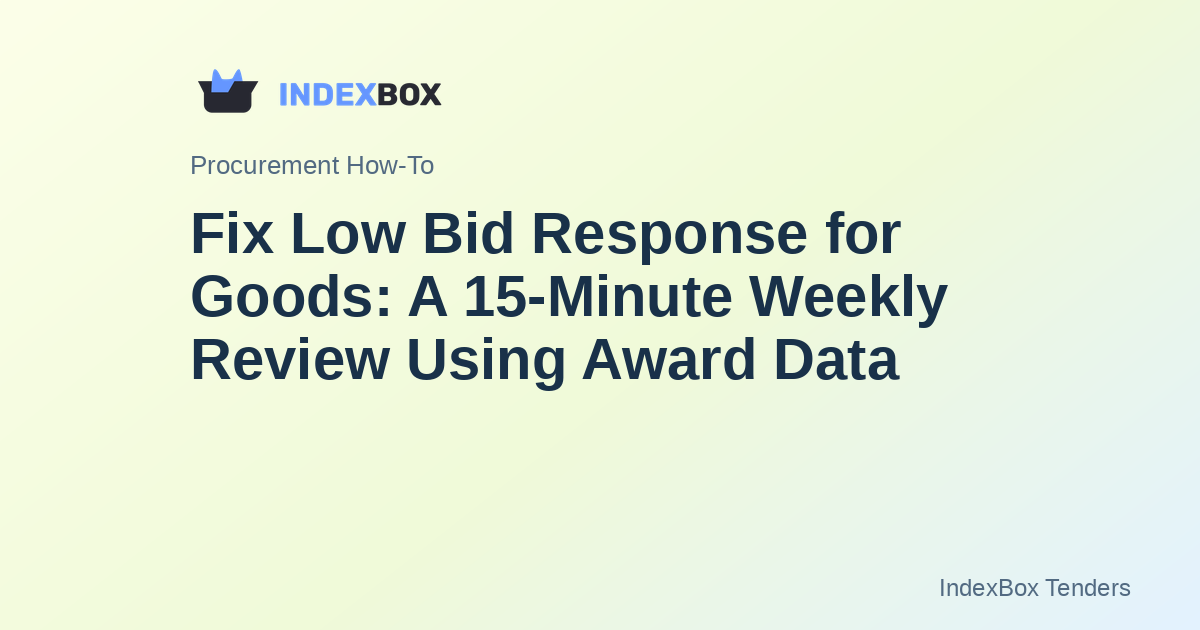 Fix Low Bid Response for Goods: A 15-Minute Weekly Review Using Award Data