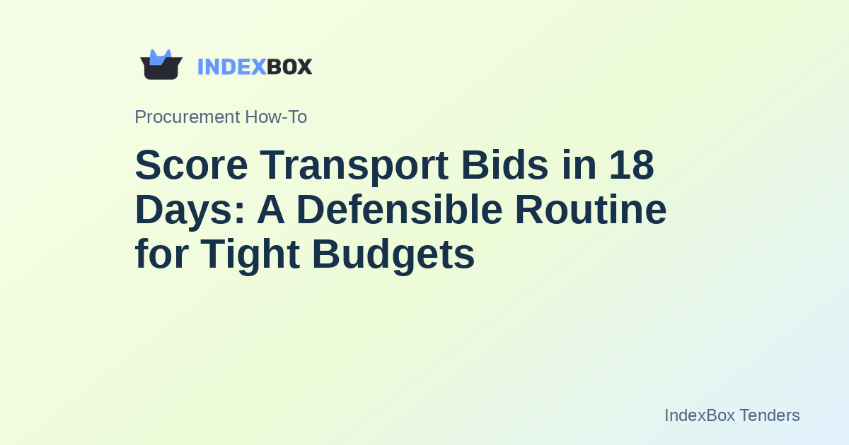 Score Transport Bids in 18 Days: A Defensible Routine for Tight Budgets