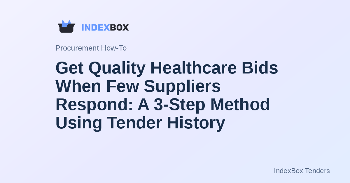 Get Quality Healthcare Bids When Few Suppliers Respond: A 3-Step Method Using Tender History