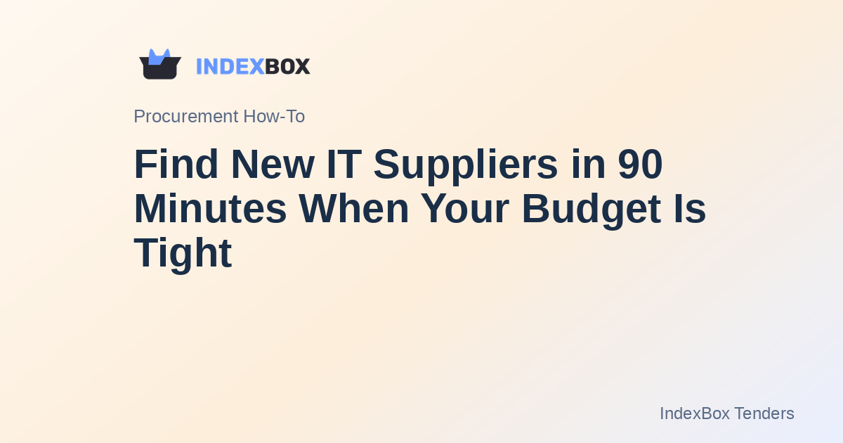 Find New IT Suppliers in 90 Minutes When Your Budget Is Tight
