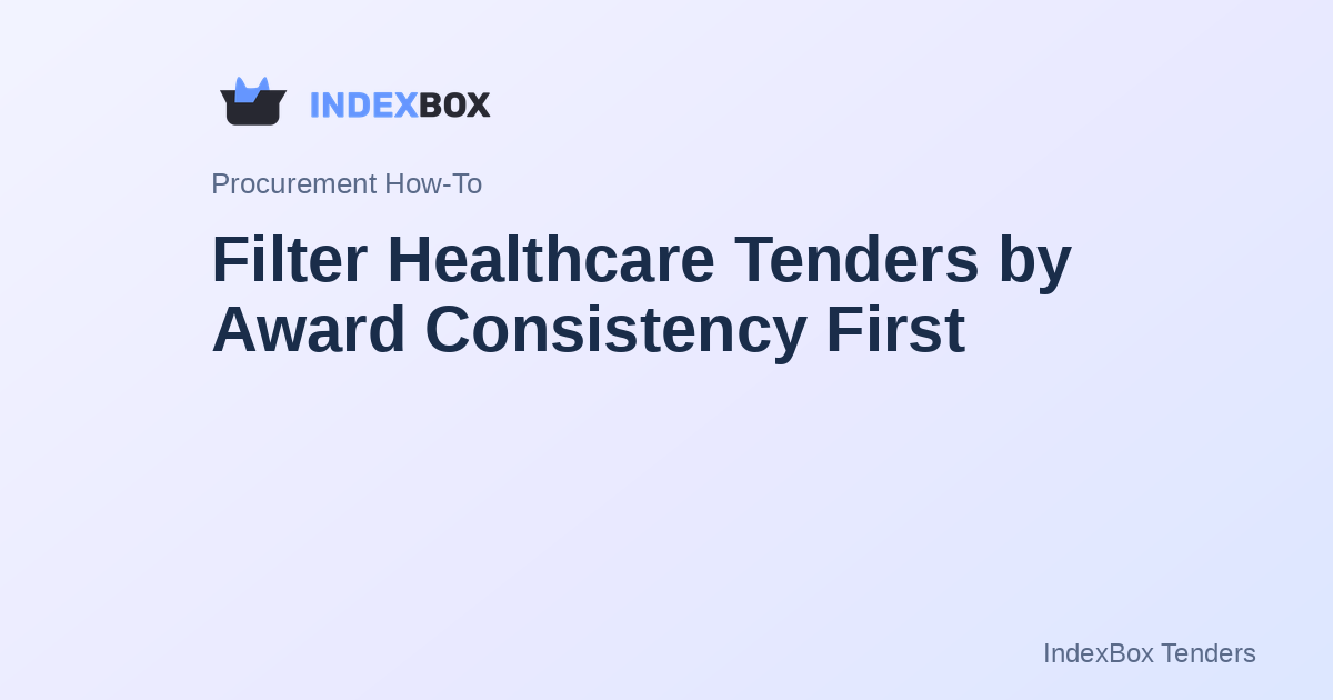 Filter Healthcare Tenders by Award Consistency First: A 15-Minute Morning Routine for High Supplier Concentration Risk