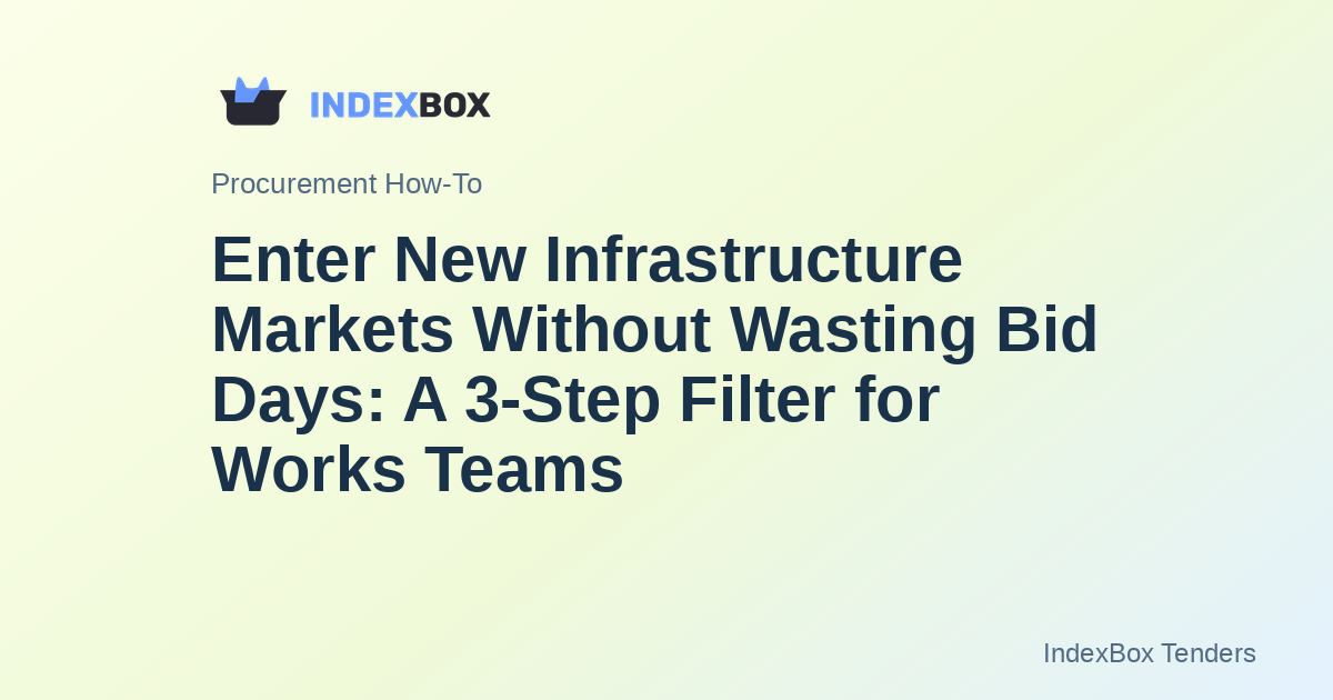 Enter New Infrastructure Markets Without Wasting Bid Days: A 3-Step Filter for Works Teams