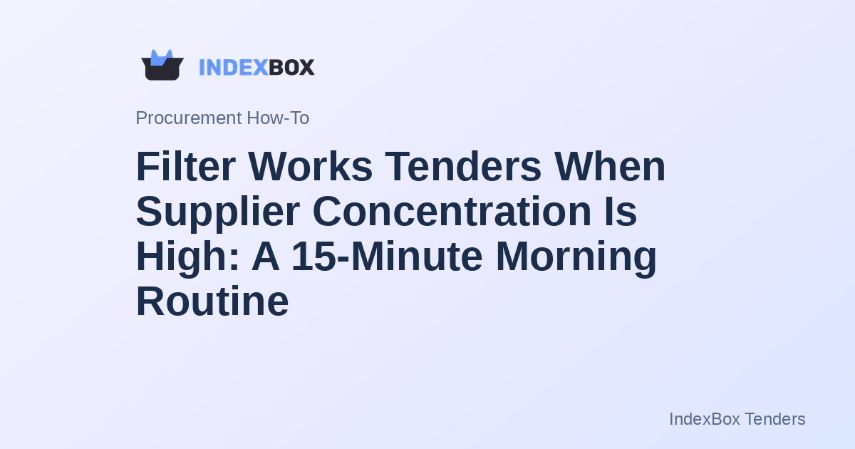 Filter Works Tenders When Supplier Concentration Is High: A 15-Minute Morning Routine