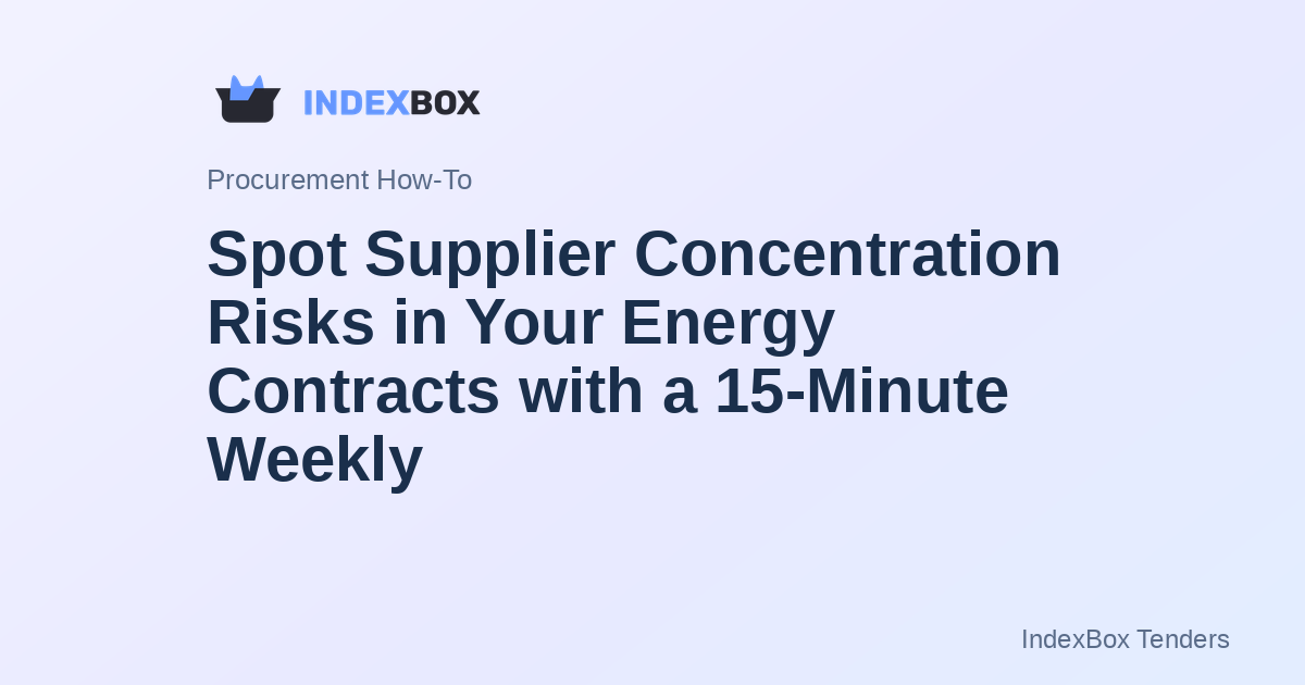 Spot Supplier Concentration Risks in Your Energy Contracts with a 15-Minute Weekly Award Review