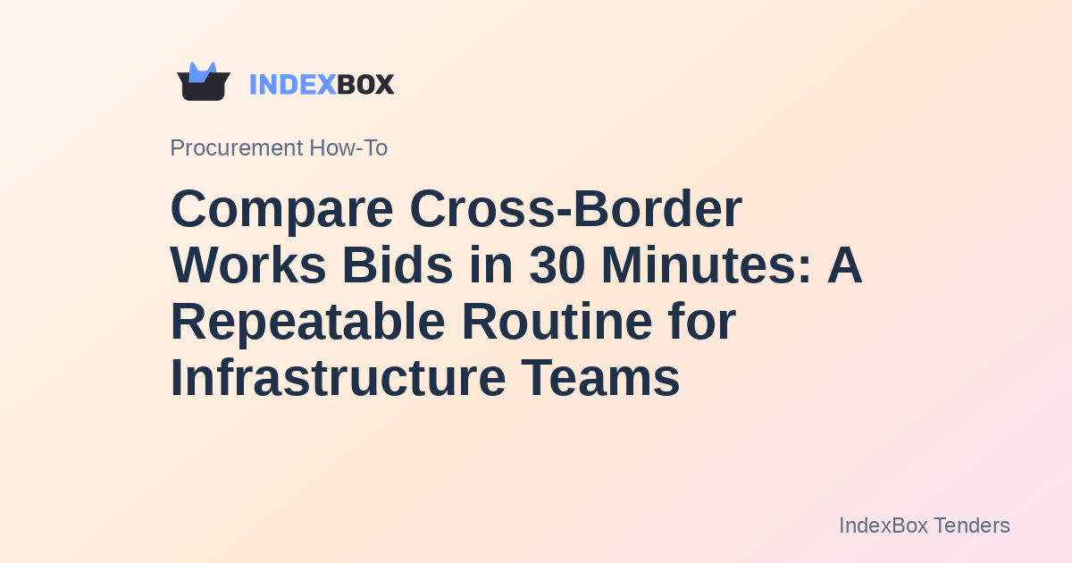 Compare Cross-Border Works Bids in 30 Minutes: A Repeatable Routine for Infrastructure Teams
