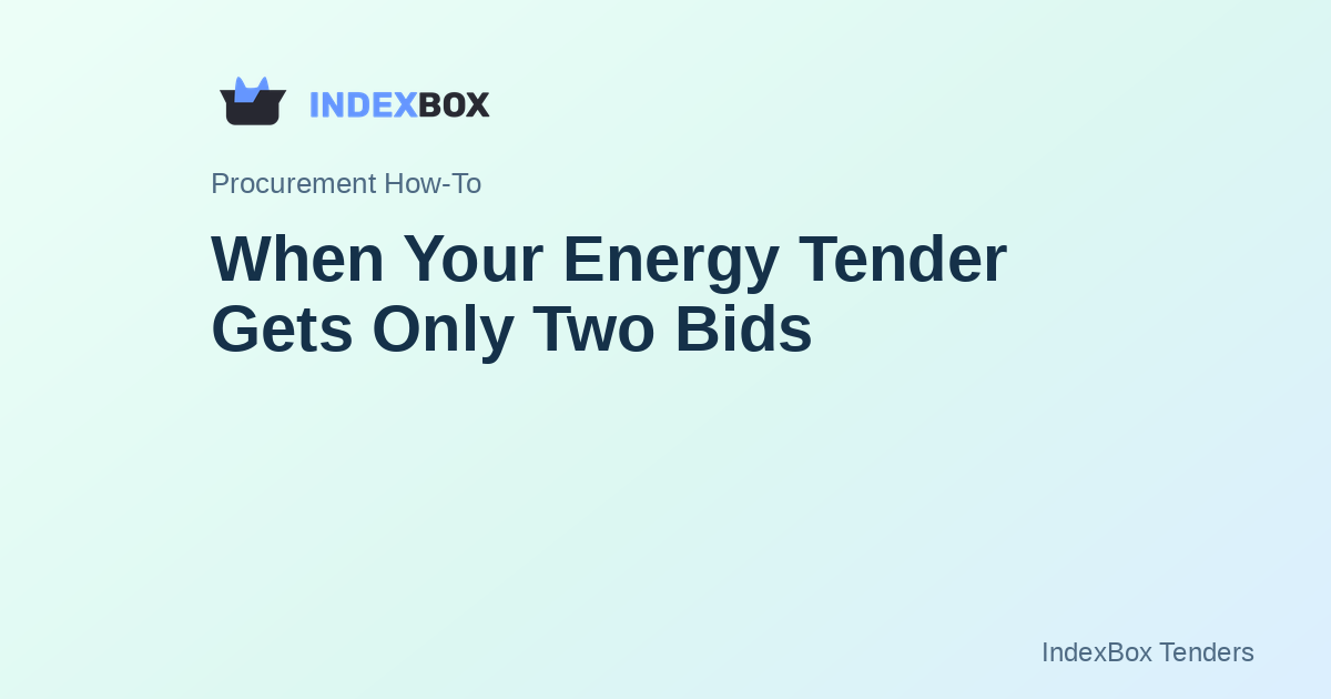 When Your Energy Tender Gets Only Two Bids: A Practical Method to Write Clear Requirements and Diversify Suppliers
