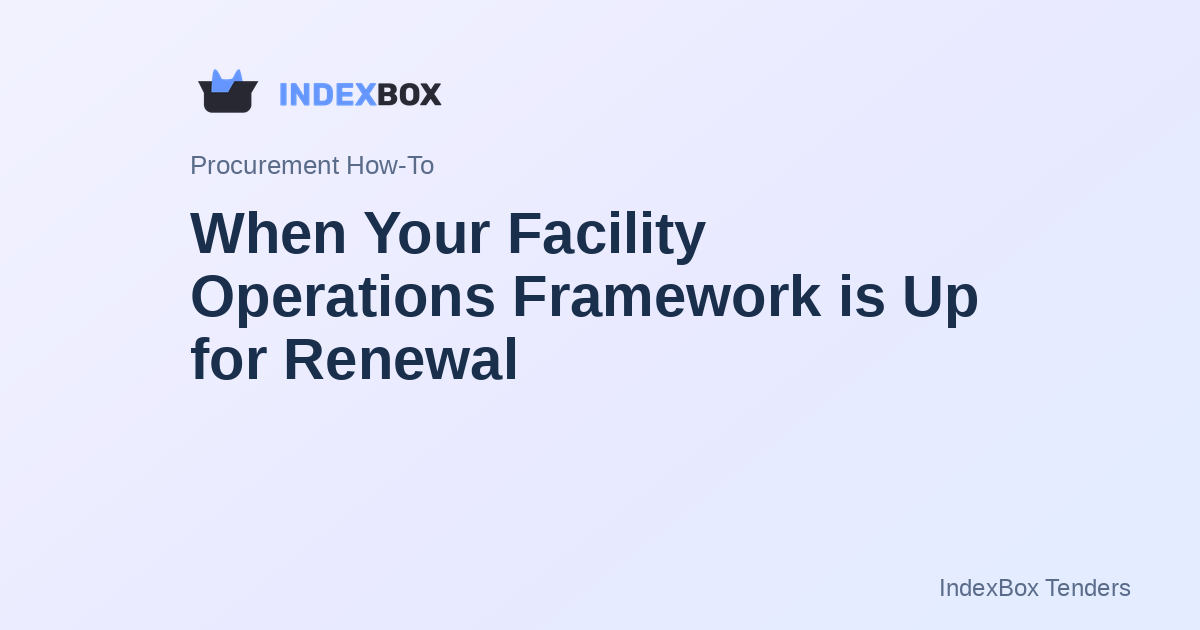 When Your Facility Operations Framework is Up for Renewal: A 15-Minute ...