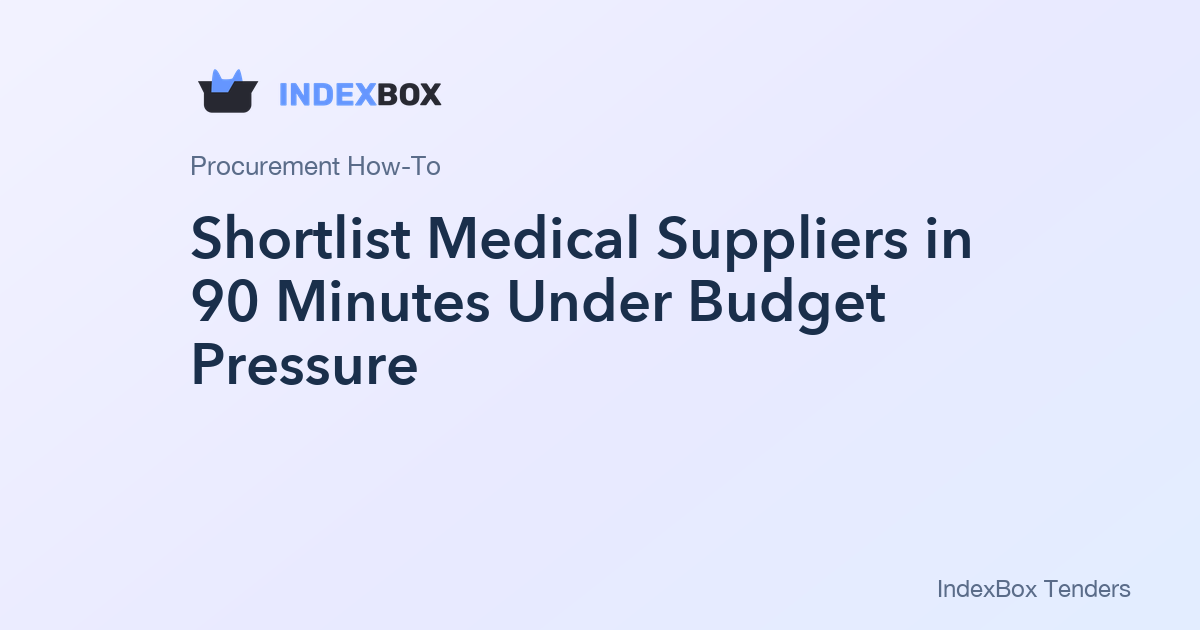 Shortlist Medical Suppliers in 90 Minutes Under Budget Pressure