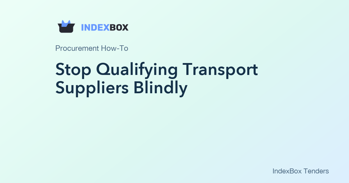 Stop Qualifying Transport Suppliers Blindly: Use Tender History to Cut Concentration Risk in 90 Minutes