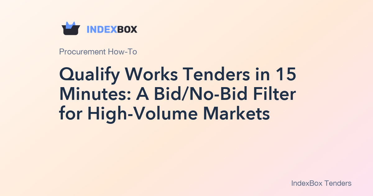 Qualify Works Tenders in 15 Minutes: A Bid/No-Bid Filter for High-Volume Markets